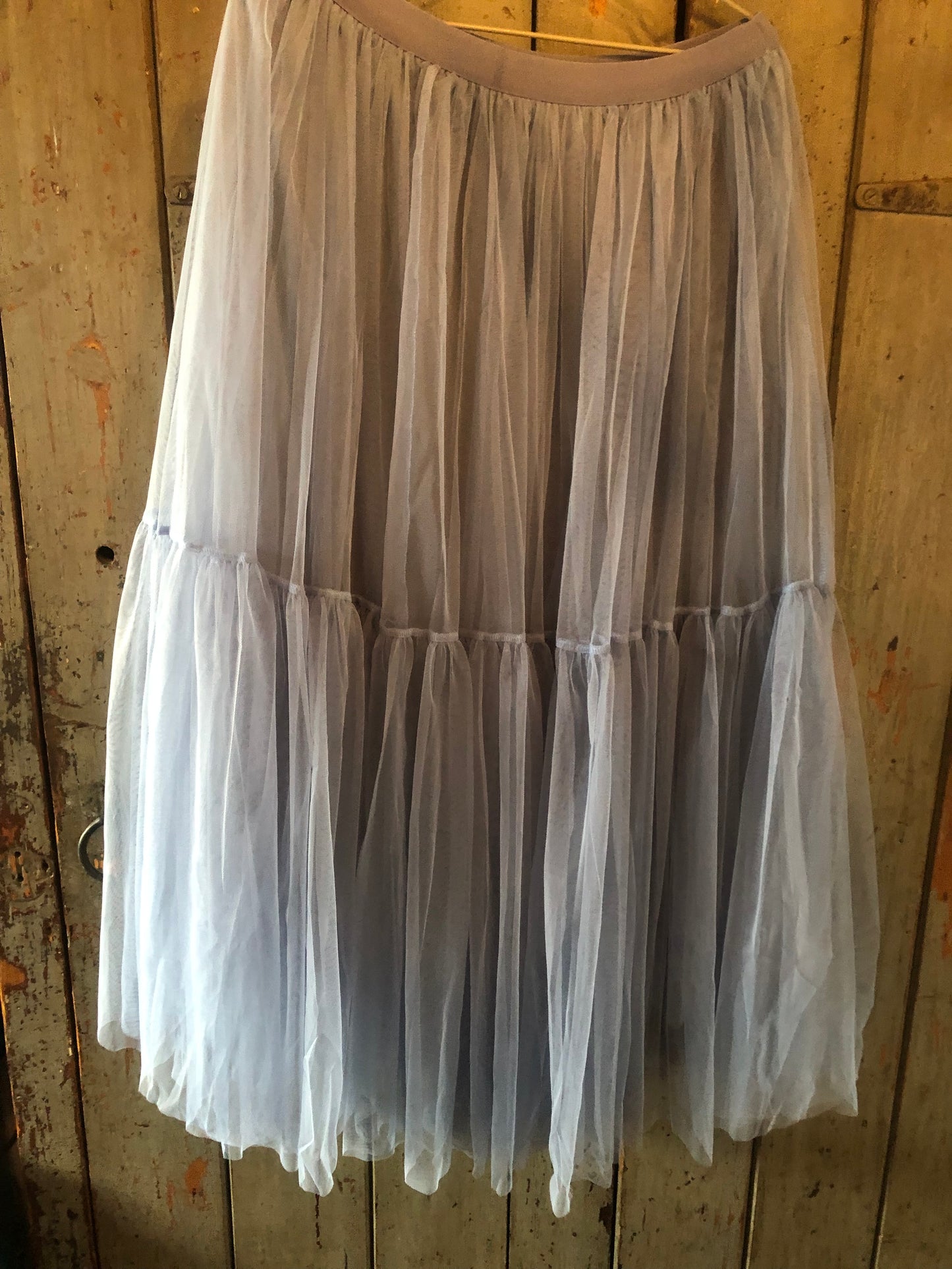 Light grey/blue 3/4 full TULLE skirt size medium/l