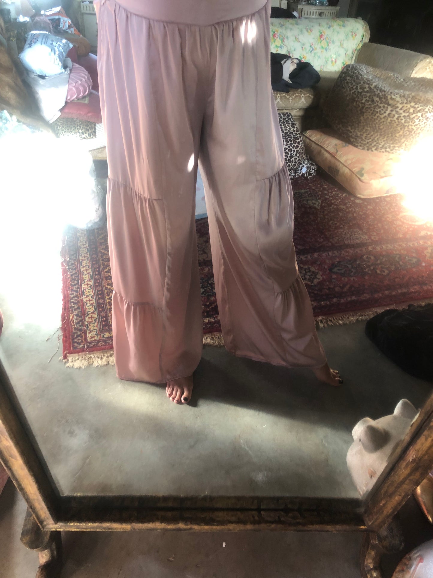 Satin wide leg pants